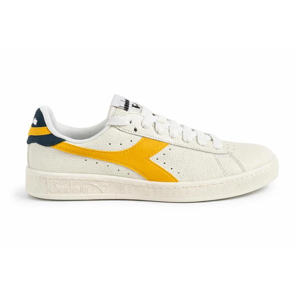 Diadora Game L Low White Golden Rod Leather Sneakers Size US 6 / EU 36.5 NWB - Picture 1 of 11